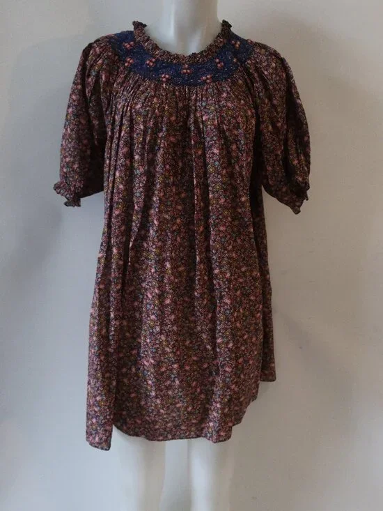 Womens Doen Odessa (Item- 25) Smocked Floral Multicolor Mini Shift Dress S - Picture 3 of 12